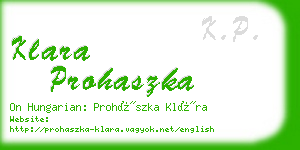 klara prohaszka business card